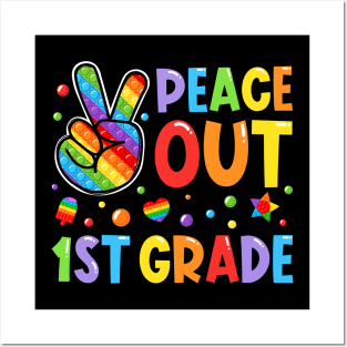 Peace Out 1st Grade Pop It Last Day Of School Fidget Toy Kid Posters and Art